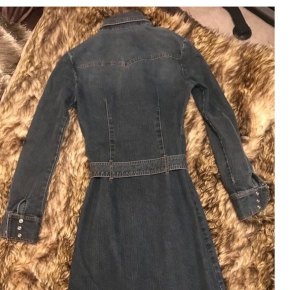 VINTAGE VICTORIA'S SECRET MODA BLUE JEAN OMBRE FADE DENIM DRESS SLIM-FIT - Picture 3 of 7